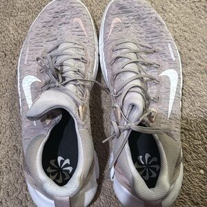 Nike Women's Sneakers - Light Gray and Pink